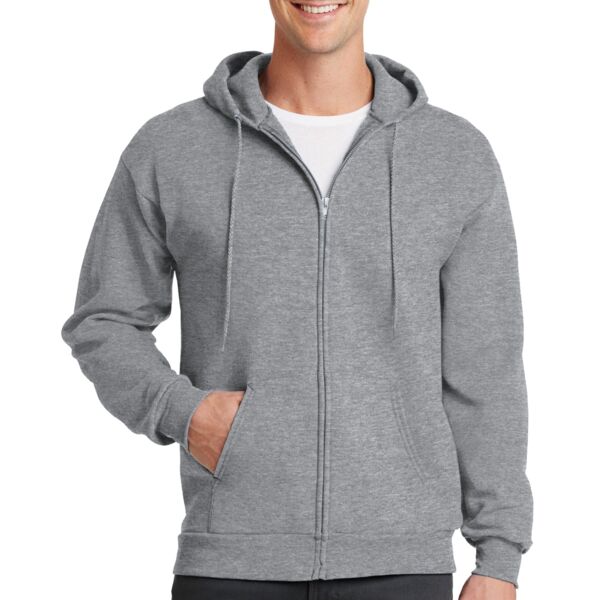 Core Fleece Full Zip Hooded Sweatshirt - Embroidered Left Chest + Printed on Back Thumbnail